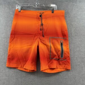 Mack Weldon Swim Trunk Board Shorts w/ Pockets Orange Stripe 31/32 Beach